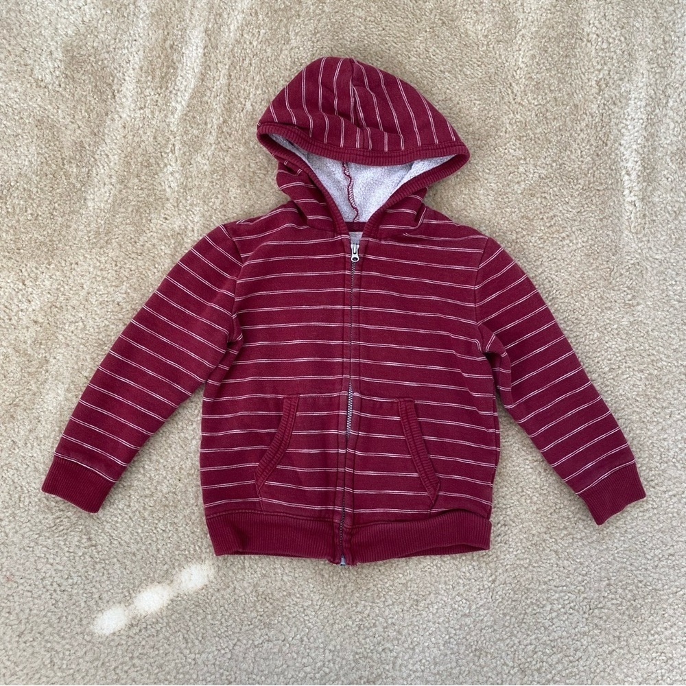 Cherokee Little Boys Red/Burgundy Striped Zip Up Hoodie Size 4T